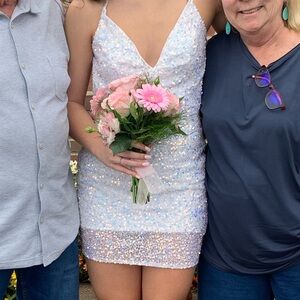 White Sequin Mini Dress